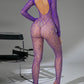 Leopard Sexy Backless Lace Fishnet Stretch Tight Long-sleeved Bodysuit