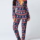 Christmas Deep V-neck Long-sleeved Back Button Closure Jumpsuit PJajama