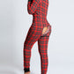 Christmas Deep V-neck Long-sleeved Back Button Closure Jumpsuit PJajama