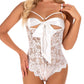 Lace See-Through Open-Chested Bow Sexy Crotchless Lingerie