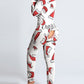 Christmas Deep V-neck Long-sleeved Back Button Closure Jumpsuit PJajama