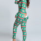 Christmas Deep V-neck Long-sleeved Back Button Closure Jumpsuit PJajama