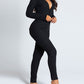 Christmas Deep V-neck Long-sleeved Back Button Closure Jumpsuit PJajama
