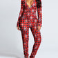 Christmas Deep V-neck Long-sleeved Back Button Closure Jumpsuit PJajama