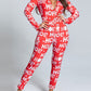 Christmas Deep V-neck Long-sleeved Back Button Closure Jumpsuit PJajama