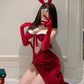 Christmas Bunny Sexy Velvet High-slit Long Lingerie Dress
