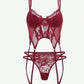 Sexy Flower Lace Mesh See-Through Lingerie Set