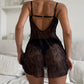 Sexy Lace Mesh See-Through Slip Dress and Long Sleeved Robe Set