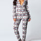 Christmas Deep V-neck Long-sleeved Back Button Closure Jumpsuit PJajama