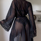 Sexy Lace Mesh See-Through Slip Dress and Long Sleeved Robe Set