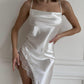 Sexy Silk Lace Long Slip High Side Slit Nightgown
