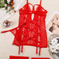 Sexy Openwork Lace Mesh See-through Lingerie Nightgown Set