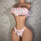 3D Bow-decorated Sexy Strapless Bra and Thong Lingerie Set
