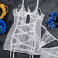Sexy Openwork Lace Mesh See-through Lingerie Nightgown Set