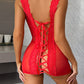 Sexy Deep V Lace Mesh Tie-up See-Through Nightdress Set