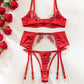 Sexy Mesh See-Through Flower Embroidery Push-Up Bra Sexy Lingerie Set