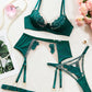 Sexy Mesh See-Through Flower Embroidery Push-Up Bra Sexy Lingerie Set