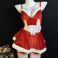 Sexy Christmas Bow-Tie Velvet Uniform With Fishnet Stockings Set