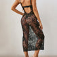 Sexy Floral Lace Mesh See-through Long Camisole Nightgown