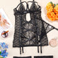 Sexy Openwork Lace Mesh See-through Lingerie Nightgown Set