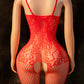 Christmas Lace Cutout Fishnet Stretchy Jumpsuit Lingerie