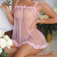Sexy Lace Mesh See-through Slip Dress Lingerie Set