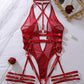 Sexy Holder Backless Metallic Strap See-Through Mesh Bodysuit
