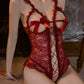 Sexy Tie-up Bow-decorated Open-crotch Bodysuit