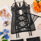 Sexy Openwork Lace Mesh See-through Lingerie Nightgown Set