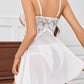 Sexy Bust Cut-out Sheer Lace Mesh See-through Chemise and Thong Set