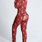 Christmas Deep V-neck Long-sleeved Back Button Closure Jumpsuit PJajama