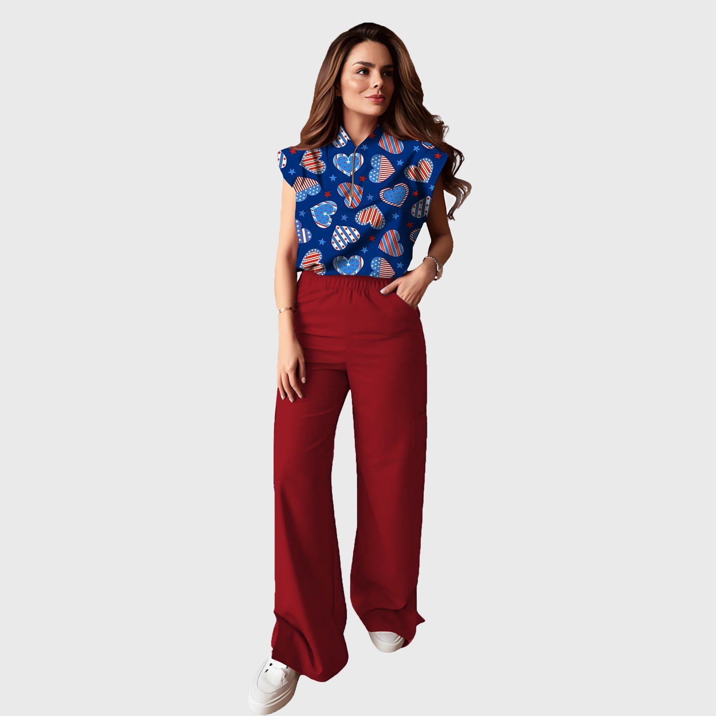 Women's  Printed Scrub Set ST6244
