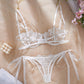 Sexy Flower Embroidered Mesh Lace Gathered Bra Set