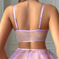 Sexy Light Purple Floral Lace See-Through Mesh Lingerie Set