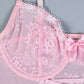 Sexy Lace Mesh See-Through Straps Cross Bow Mesh Ruffled Nightdress