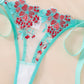 Sexy Flower Embroidered Mesh Lace Gathered Bra Set