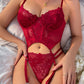 Sexy Flower Lace Mesh See-Through Lingerie Set