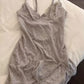 Sexy Deep V Flocked Leopard Print See-Through Mesh Bodycon Nightgown