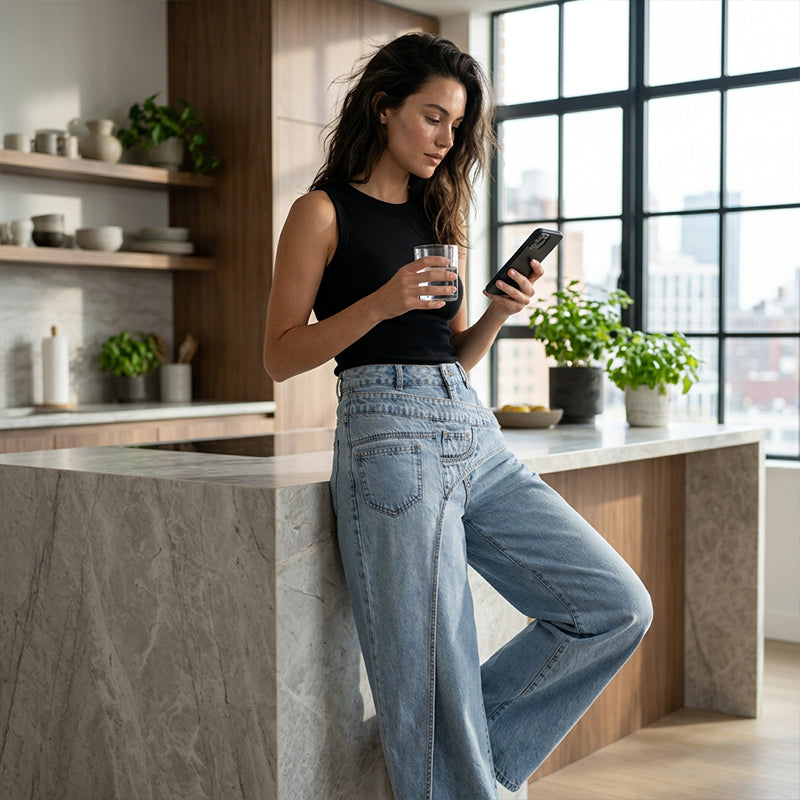 🎉 2026 Sale — Over 25,000 Sold! 💞 Asymmetrical Waist Wide-Leg Jeans – Deconstructed Cool, Sculpted Flow 🔥