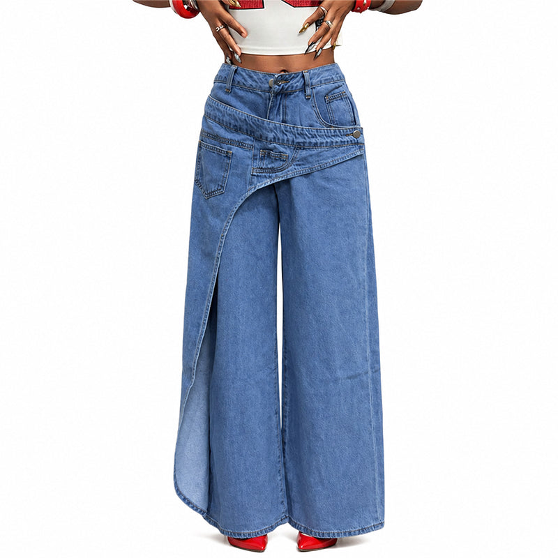 🎉 2026 Sale — Over 25,000 Sold! 💞 Asymmetrical Waist Wide-Leg Jeans – Deconstructed Cool, Sculpted Flow 🔥