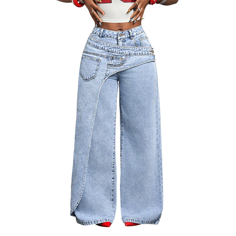 🎉 2026 Sale — Over 25,000 Sold! 💞 Asymmetrical Waist Wide-Leg Jeans – Deconstructed Cool, Sculpted Flow 🔥