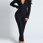 Christmas Deep V-neck Long-sleeved Back Button Closure Jumpsuit PJajama