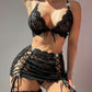 Sexy V Neck Lace Trimmed Strappy Lingerie Set