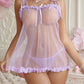 Sexy Lace Mesh See-through Slip Dress Lingerie Set