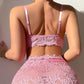 Sexy V Neck Lace Trimmed Strappy Lingerie Set