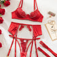 Sexy Mesh See-Through Flower Embroidery Push-Up Bra Sexy Lingerie Set