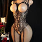 Sexy Jacquard Mesh Open-crotch Bodysuit