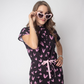 Women's Pink Heart Print Flare Scrub Jumpsuit Jog008