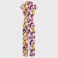 Women's Wide Leg Multicolor Leopard Print Scrub Jumpsuit