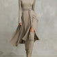 Women’s Elegant Figure-flattering Long Sleeves Knit Blend Midi Dress